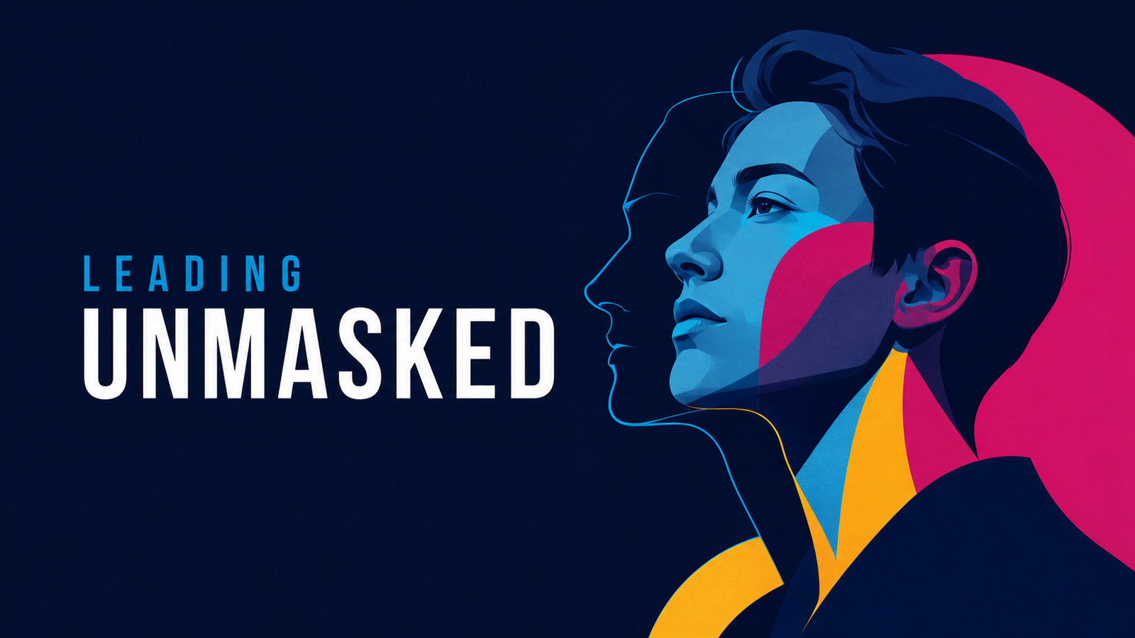 Leading Unmasked: an authentic leader emerging from the outline of a Mask