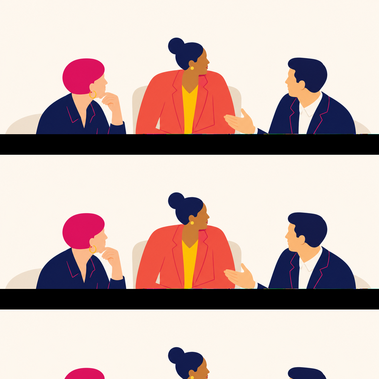 Senior leaders exchanging perspectives around a circular table